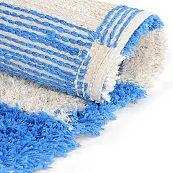 Rundt teppe - Atrani Natural Cotton Shaggy (blå)