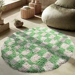 Rundt teppe - Atrani Natural Cotton Shaggy (grønn)