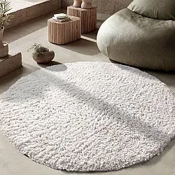 Rundt teppe - Combarro Solid Cotton Shaggy (krem)