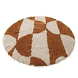 Rundt teppe - Kalymnos Natural Cotton Shaggy (offwhite/okergul)