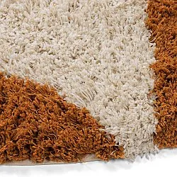 Rundt teppe - Kalymnos Natural Cotton Shaggy (offwhite/okergul)