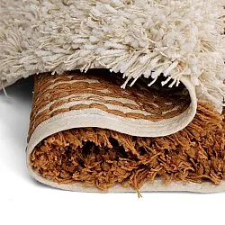Rundt teppe - Kalymnos Natural Cotton Shaggy (offwhite/okergul)