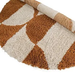 Rundt teppe - Kalymnos Natural Cotton Shaggy (offwhite/okergul)