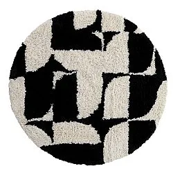 Rundt teppe - Marvao Natural Cotton Shaggy (offwhite/svart)