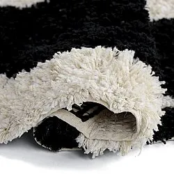 Rundt teppe - Marvao Natural Cotton Shaggy (offwhite/svart)