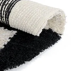 Rundt teppe - Marvao Natural Cotton Shaggy (offwhite/svart)