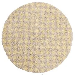 Rundt teppe - Methoni Check Cotton Shaggy (kermanvärinen/lysegul)