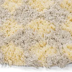 Rundt teppe - Methoni Check Cotton Shaggy (kermanvärinen/lysegul)