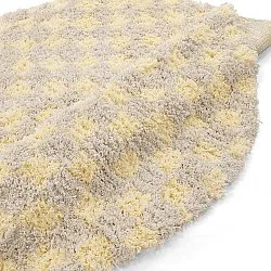 Rundt teppe - Methoni Check Cotton Shaggy (kermanvärinen/lysegul)