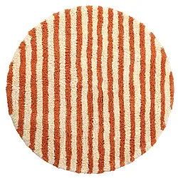 Rundt teppe - Thira Stripe Cotton Shaggy (lysegul/lys oransje)