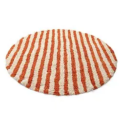 Rundt teppe - Thira Stripe Cotton Shaggy (lysegul/lys oransje)
