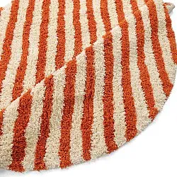 Rundt teppe - Thira Stripe Cotton Shaggy (lysegul/lys oransje)