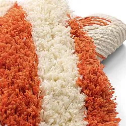 Rundt teppe - Thira Stripe Cotton Shaggy (lysegul/lys oransje)