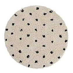 Rundt teppe - Soria Natural Cotton Shaggy (offwhite/svart)