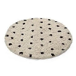 Rundt teppe - Soria Natural Cotton Shaggy (offwhite/svart)