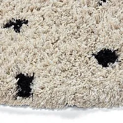Rundt teppe - Soria Natural Cotton Shaggy (offwhite/svart)