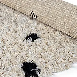 Rundt teppe - Soria Natural Cotton Shaggy (offwhite/svart)