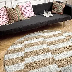 Runde tepper - Tamri (beige/hvit)