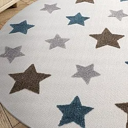 Rundt barneteppe - Stars (krem/multi)