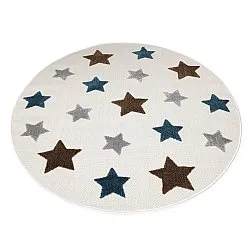 Rundt barneteppe - Stars (krem/multi)