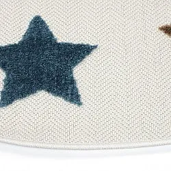 Rundt barneteppe - Stars (krem/multi)