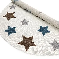 Rundt barneteppe - Stars (krem/multi)