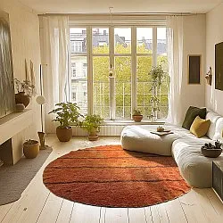 Rundt teppe - Leora Natural Cotton Shaggy (oransje/brun)