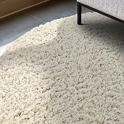 Rundt teppe - Fassale Hand Woven Wool Shaggy (hvit)