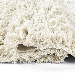 Rundt teppe - Fassale Hand Woven Wool Shaggy (hvit)