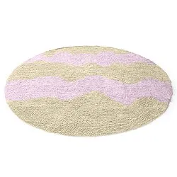 Rundt teppe - Amira Natural Cotton Shaggy (beige/lilla)
