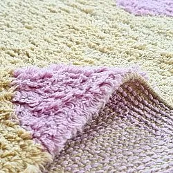 Rundt teppe - Amira Natural Cotton Shaggy (beige/lilla)