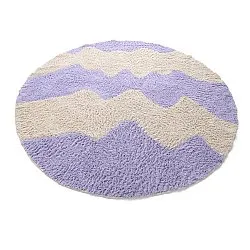 Rundt teppe - Amira Natural Cotton Shaggy (lilla/beige)