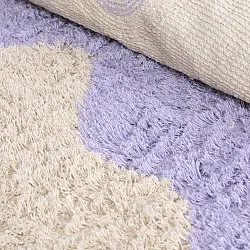 Rundt teppe - Amira Natural Cotton Shaggy (lilla/beige)