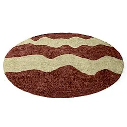 Rundt teppe - Amira Natural Cotton Shaggy (rød/beige)