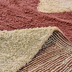 Rundt teppe - Amira Natural Cotton Shaggy (rød/beige)