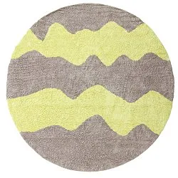 Rundt teppe - Amira Natural Cotton Shaggy (taupe/gul)