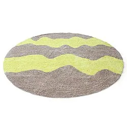Rundt teppe - Amira Natural Cotton Shaggy (taupe/gul)