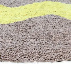 Rundt teppe - Amira Natural Cotton Shaggy (taupe/gul)