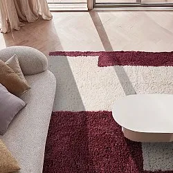 Ryetepper - Begur Natural Cotton Shaggy (offwhite/vinrød)