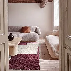 Ryetepper - Begur Natural Cotton Shaggy (offwhite/vinrød)