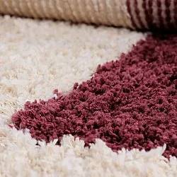 Ryetepper - Begur Natural Cotton Shaggy (offwhite/vinrød)