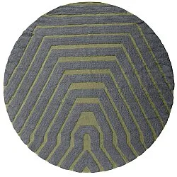 Rundt teppe - Callista Natural Cotton Shaggy (svart/grønn)