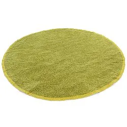 Rundt teppe - Celina Natural Cotton Shaggy (grønn/gul)