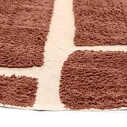 Rundt teppe - Cyrus Natural Cotton Shaggy (brun)