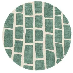 Rundt teppe - Cyrus Natural Cotton Shaggy (grønn)