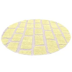 Rundt teppe - Cyrus Natural Cotton Shaggy (gul)