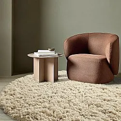 Rundt teppe - Fassale Hand Woven Wool Shaggy (krem)