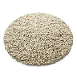 Rundt teppe - Fassale Hand Woven Wool Shaggy (krem)