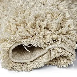 Rundt teppe - Fassale Hand Woven Wool Shaggy (krem)