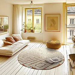 Runde tepper - Holwell Natural Cotton Shaggy (off white/brun)